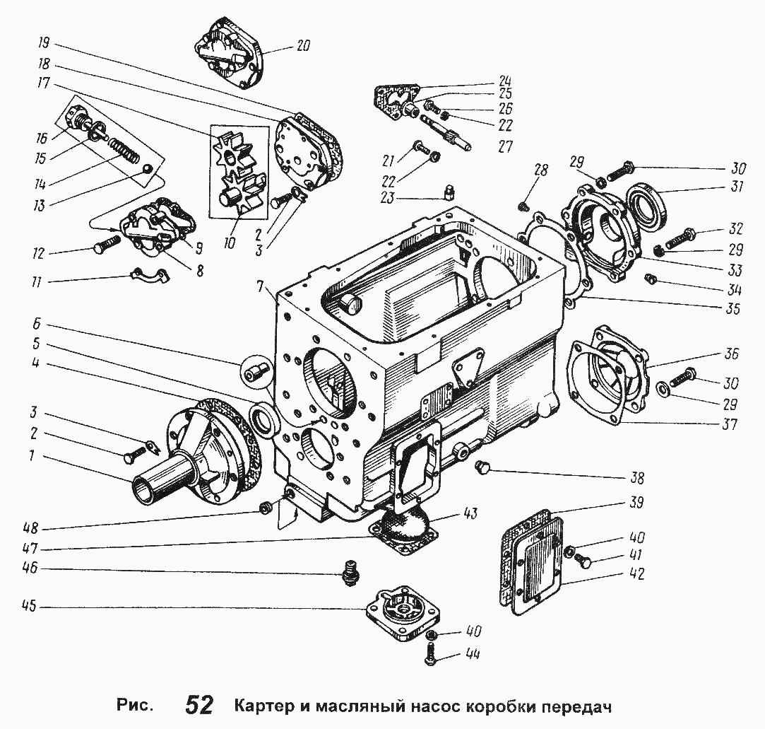 Gearbox housing and oil pump