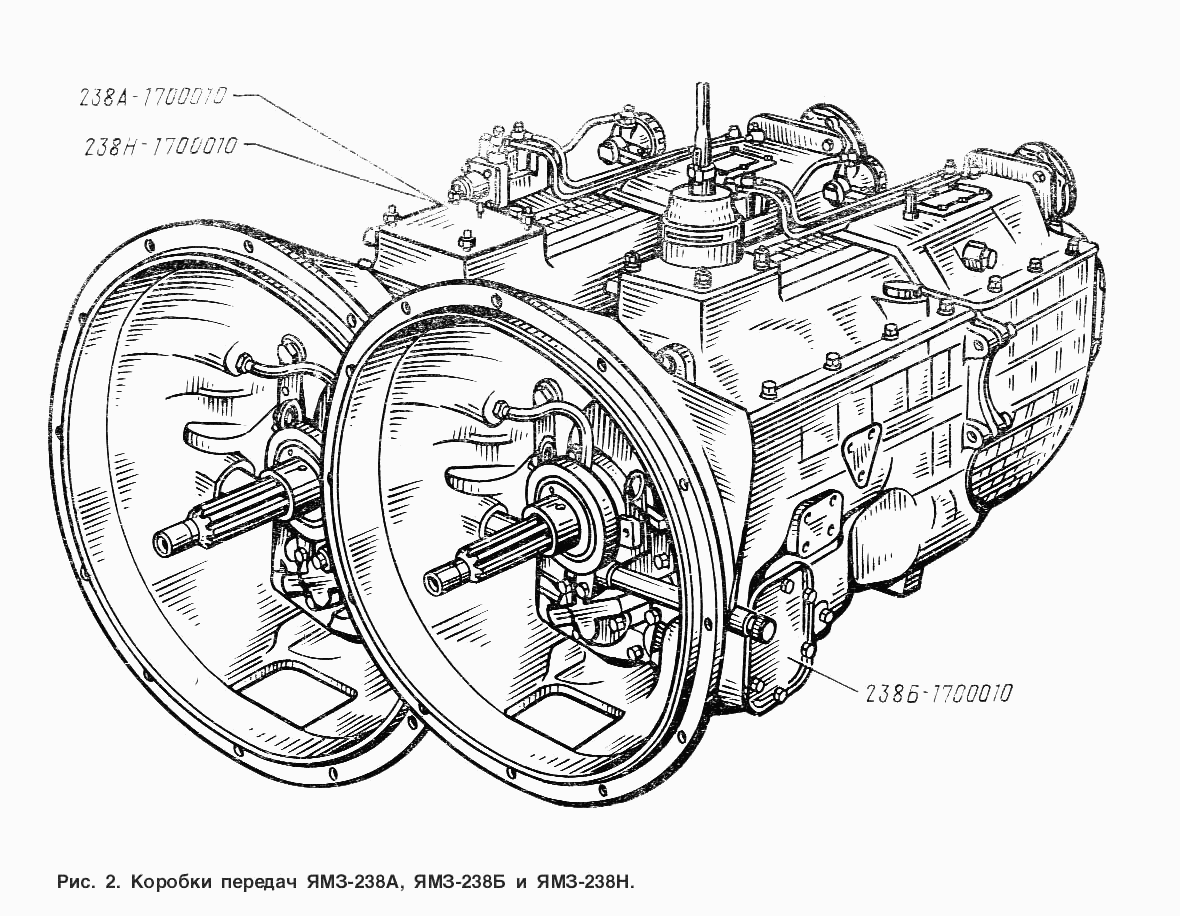 YAMZ-238А, YAMZ-238B and YAMZ-238Н gearbox