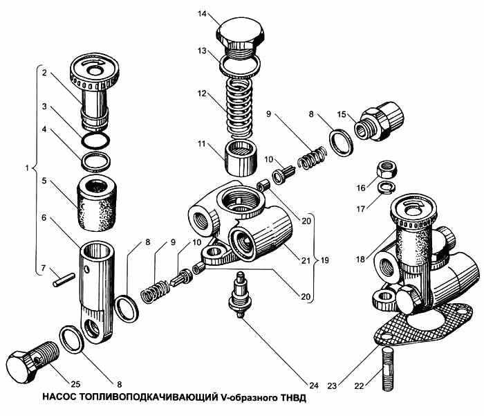 V-shaped high pressure fuel injection pump fuel-feed pump