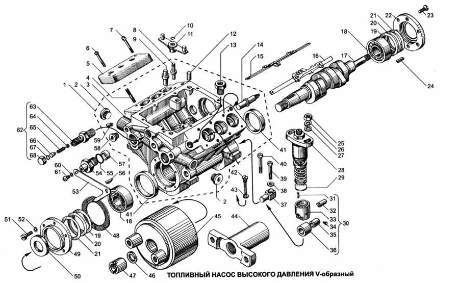 V-shaped high pressure fuel injection pump