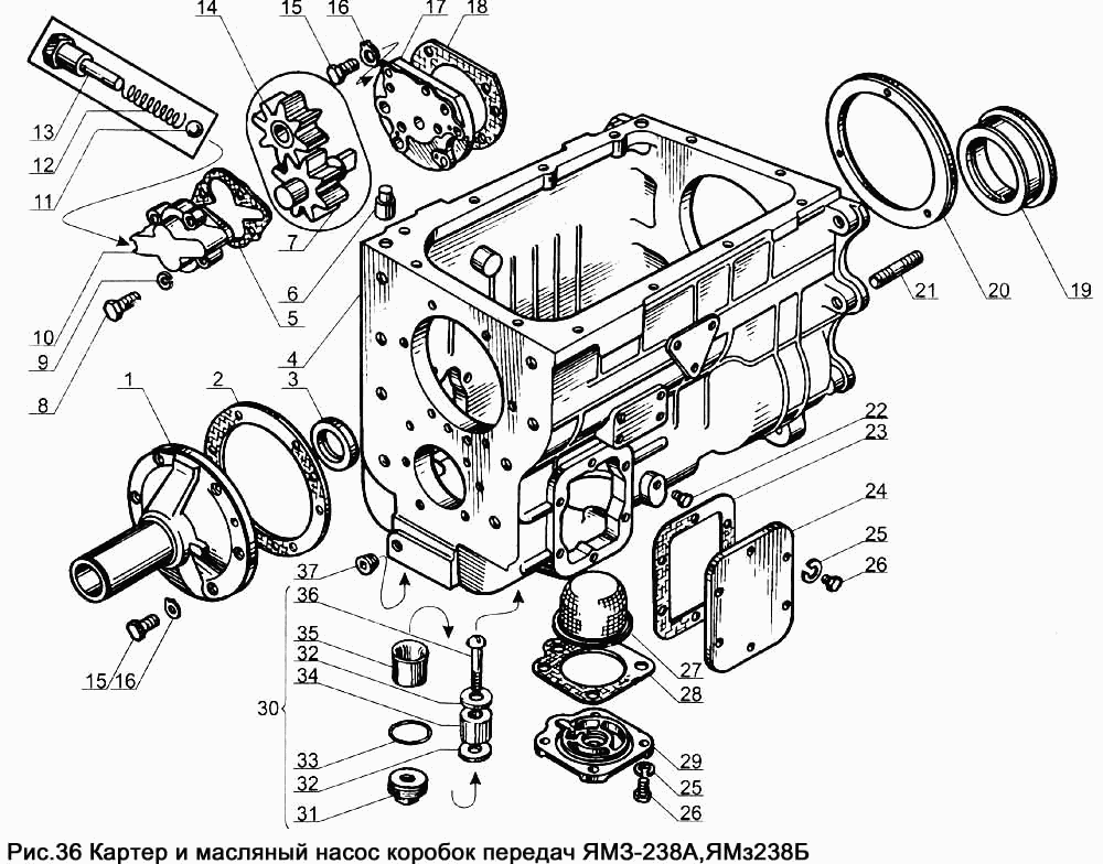 YAMZ238А,YAMZ-238B gearboxes housing and oil pump