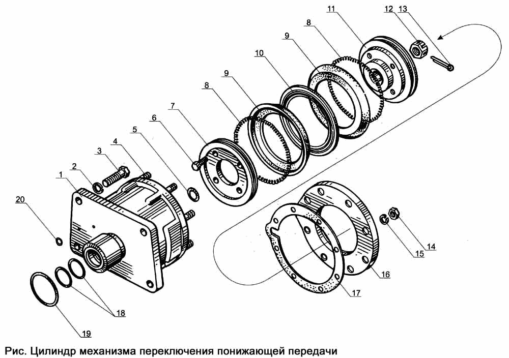 Gear downshifting controls cylinder