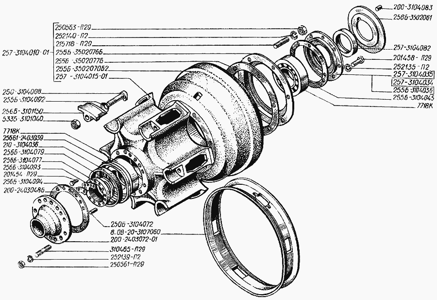 Rear wheels hubs