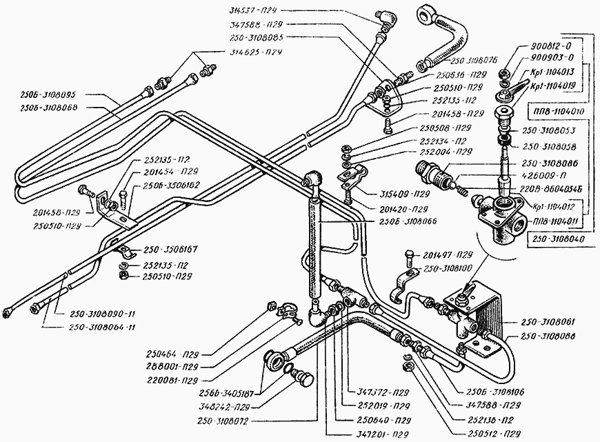 Spare wheel hydraulic hoister ducting