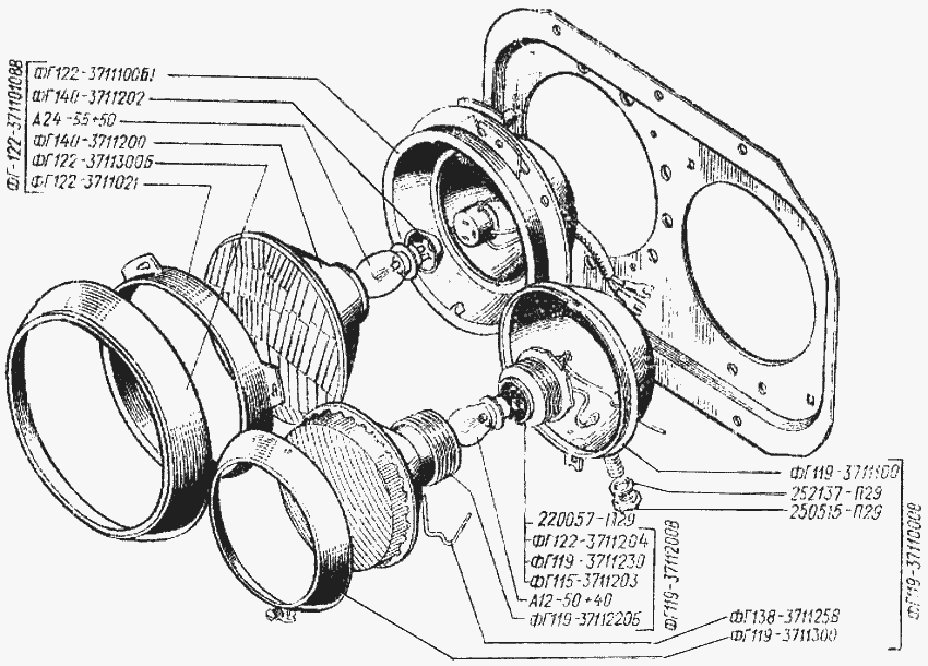 Front light devices (headlamps)