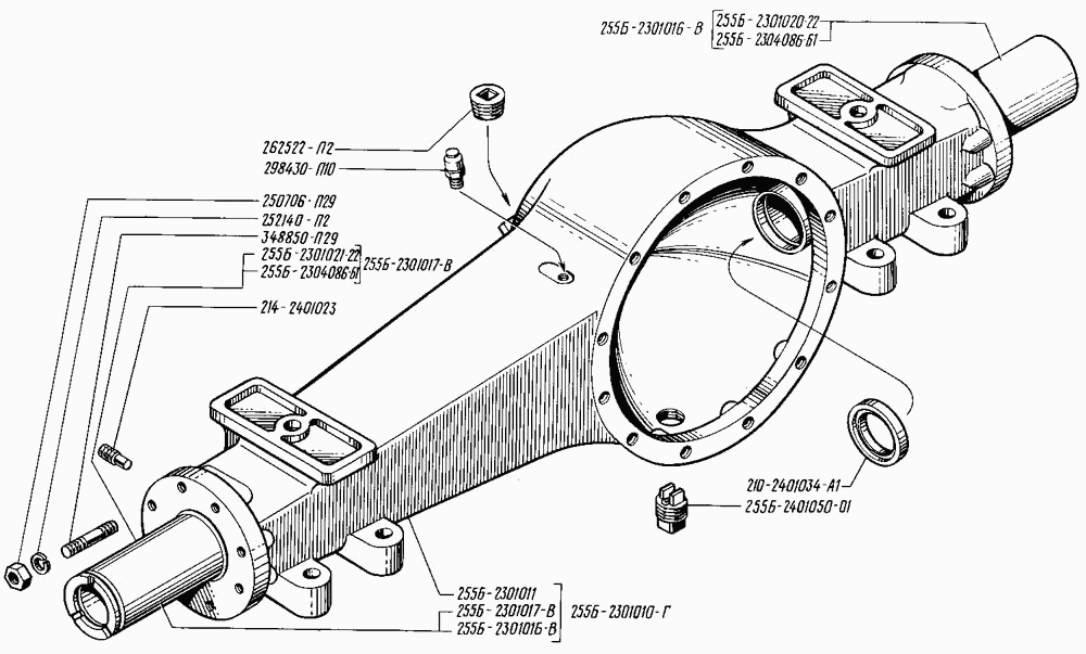 Front axle semi-axes housing and casings