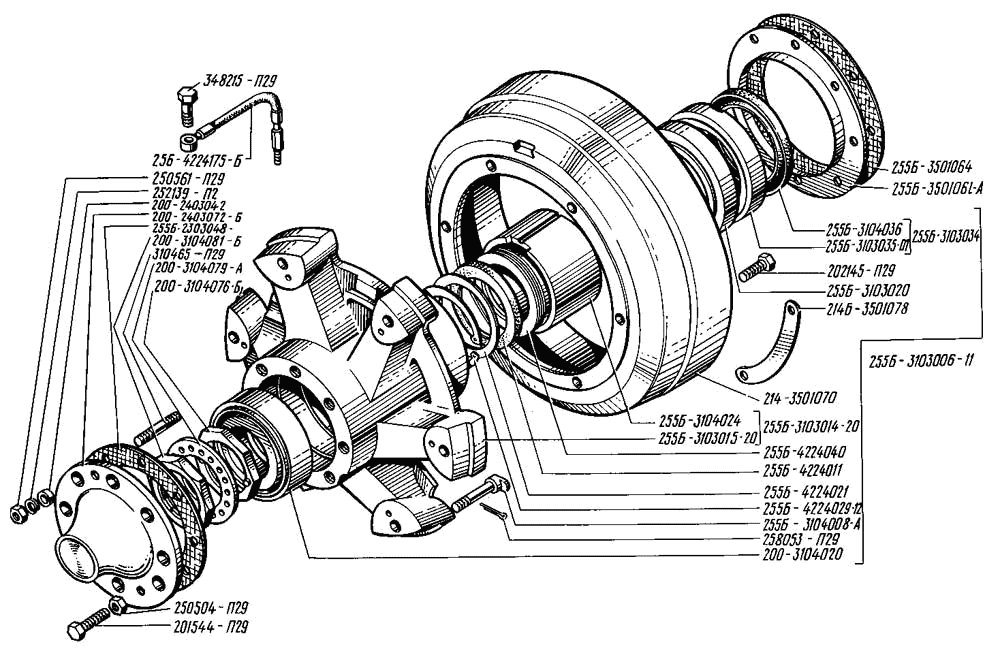 Front wheel hubs and brake drums