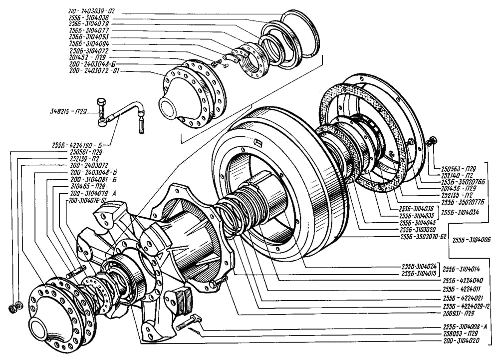 Rear wheels hubs and brake chambers