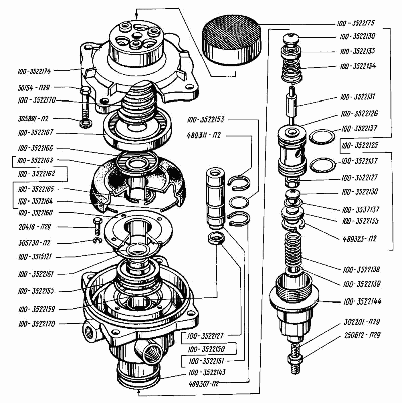 Trailer brakes control valves with double-line drive