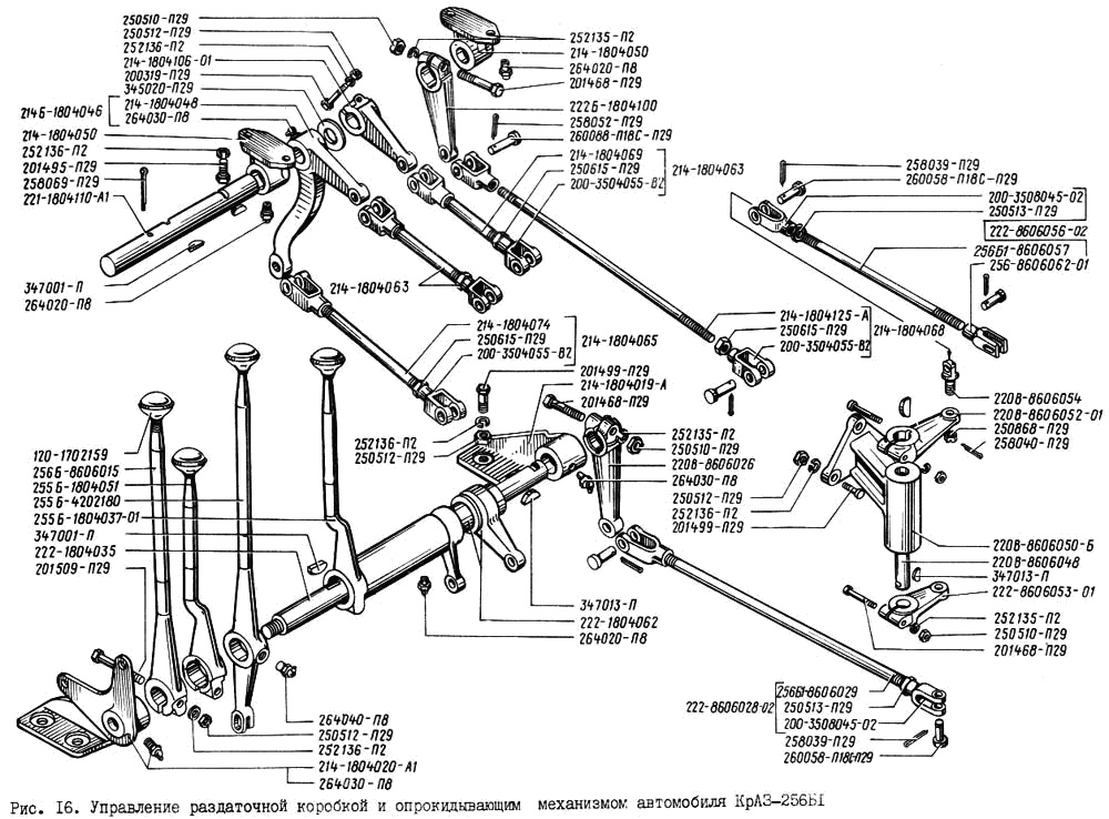 KrAZ-256B1 tipping mechanism and transfer case control