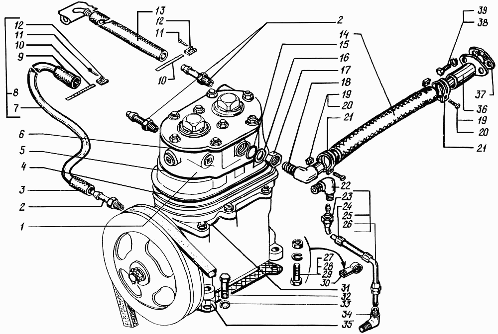 Turbo-charger mounting and drive (after engineering changes)