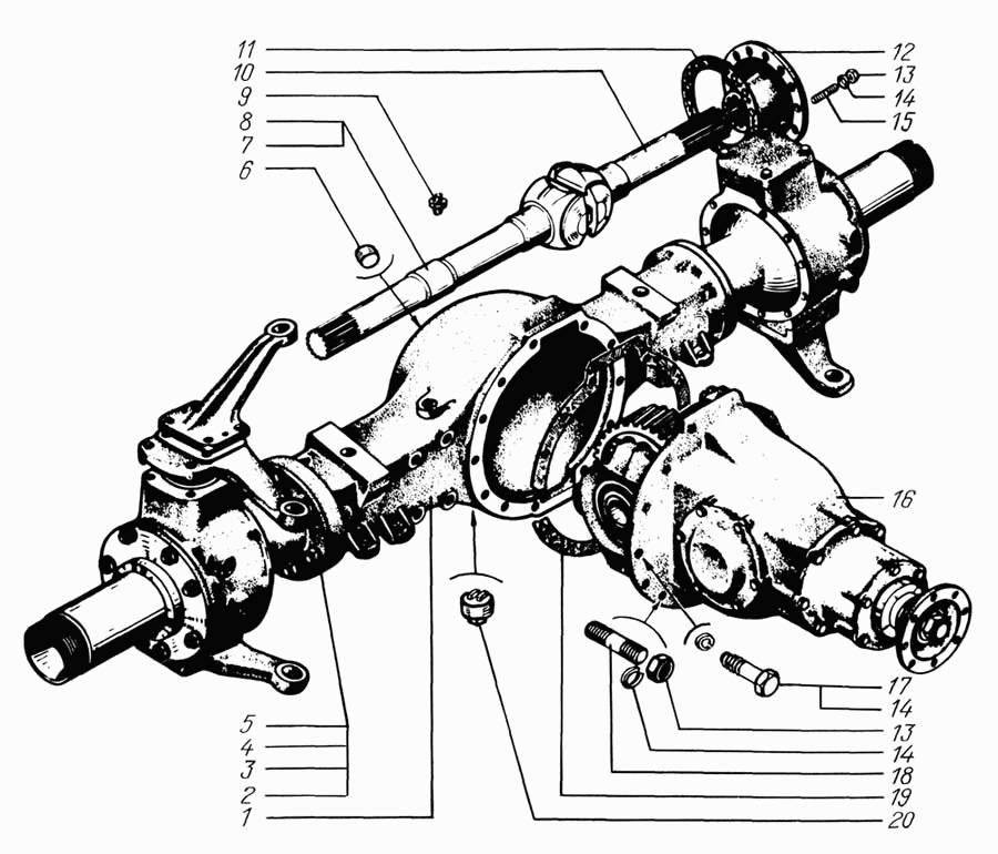 Front axle (housing and reductor)