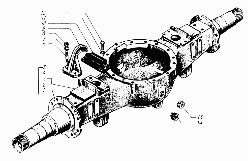 Rear and intermediate axle housing