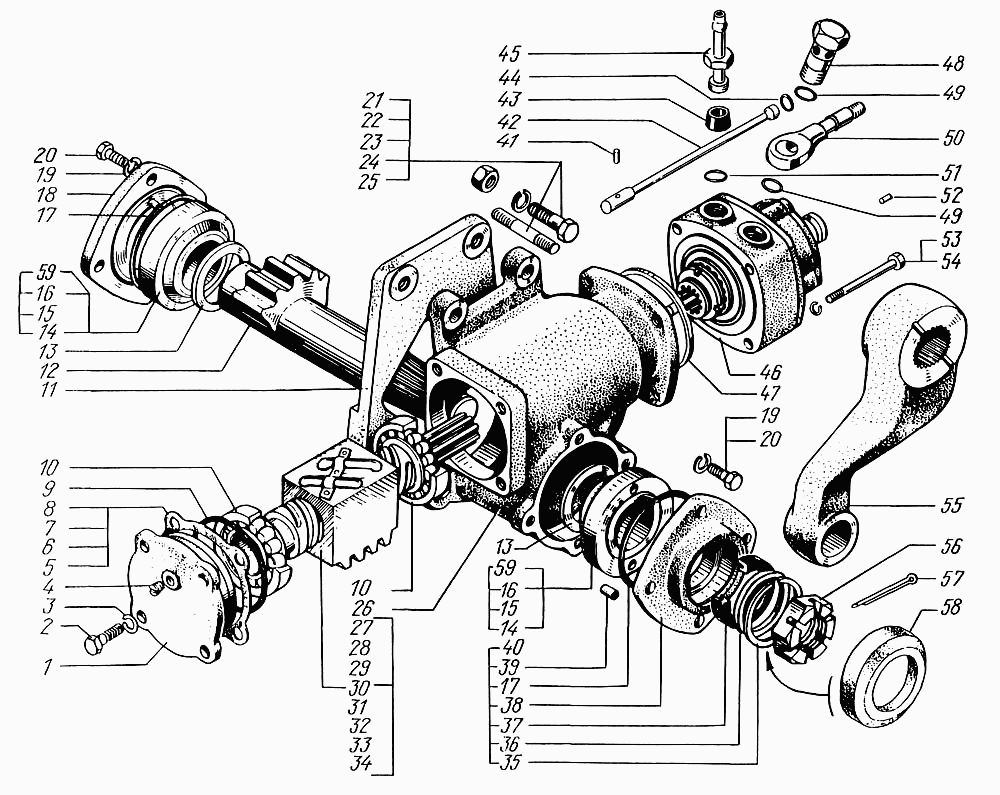 Steering gear with distributor