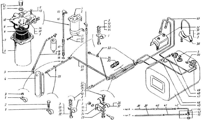 Fuel tanks, fuel pipes and course refining filter (KrAZ-65032, 650321)