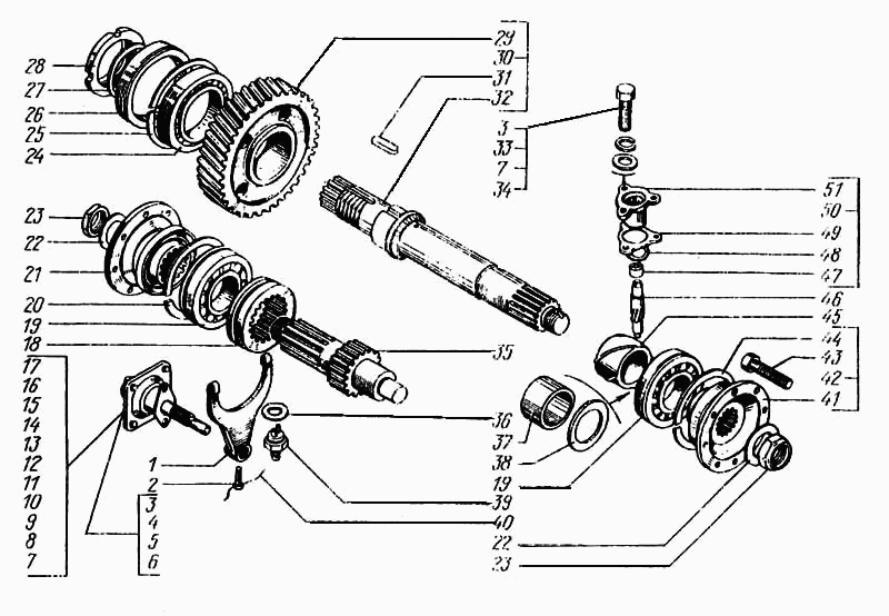 Front and intermediate axles drive shafts