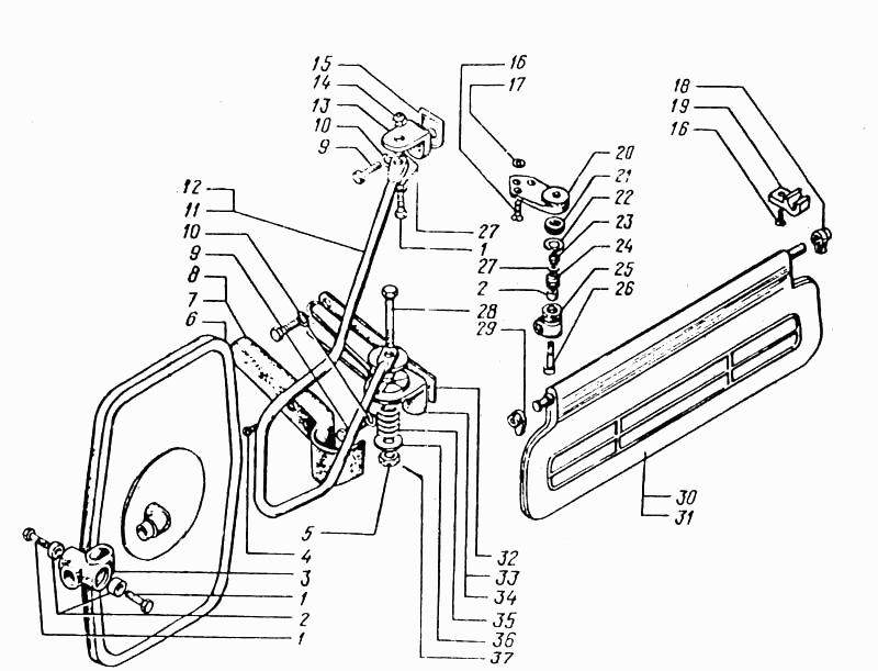 Rear-view mirror and sun visor