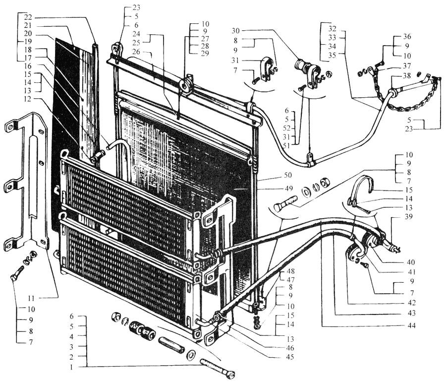 Radiator blind with oil radiators and blind drive