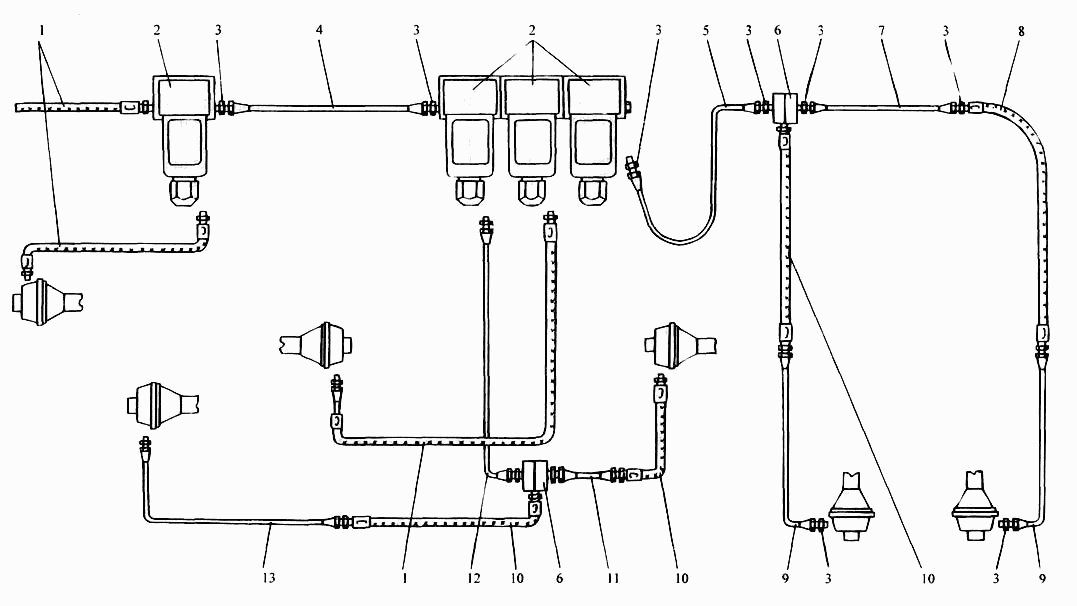 Air ducting of transfer case control, power take off and axles differentials locking