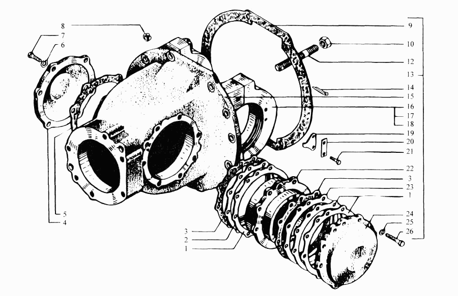 Front axle main gear reductor (housing and covers)