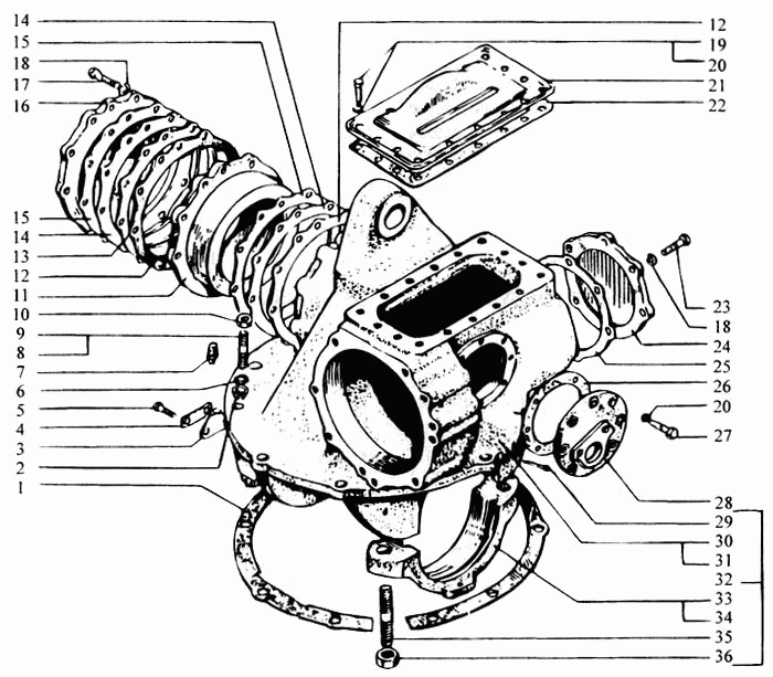 Rear axle main gear reductor (housing and covers)