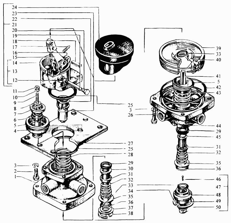 Two-section brake valve with lever