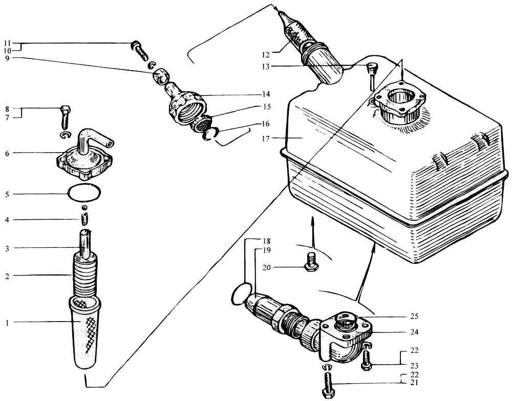 Tipping device tank