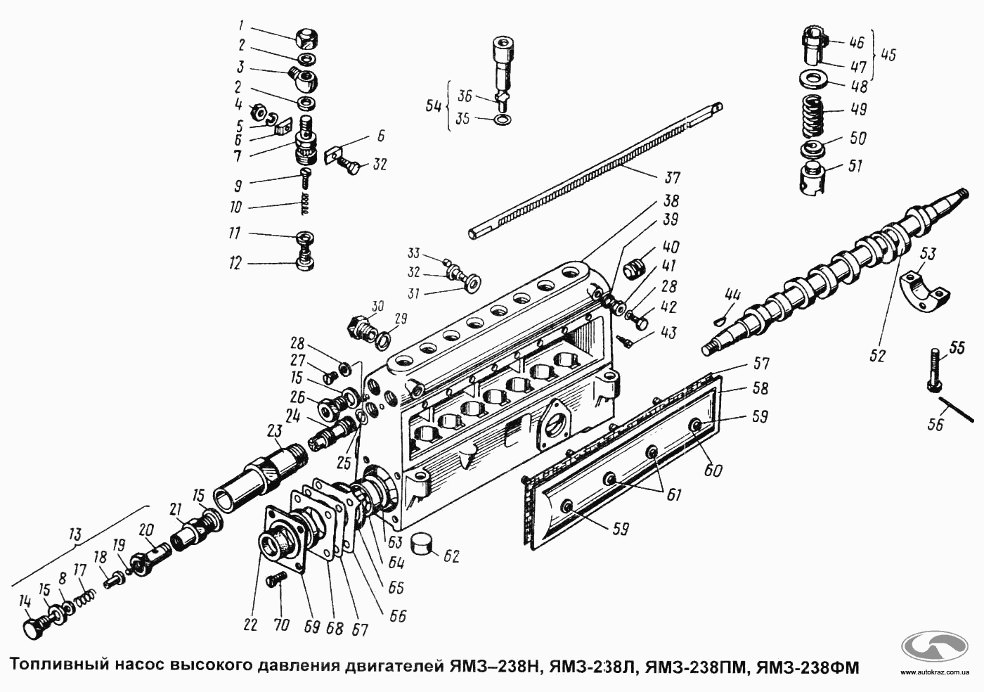 Топливный насос высокого давления двигателей YAMZ-238Н, YAMZ-238Л, YAMZ-238ПМ, YAMZ-238ФМ