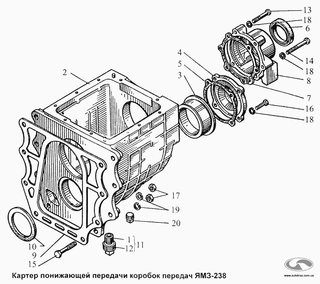 Картер понижающей передачи коробок передач YAMZ-238