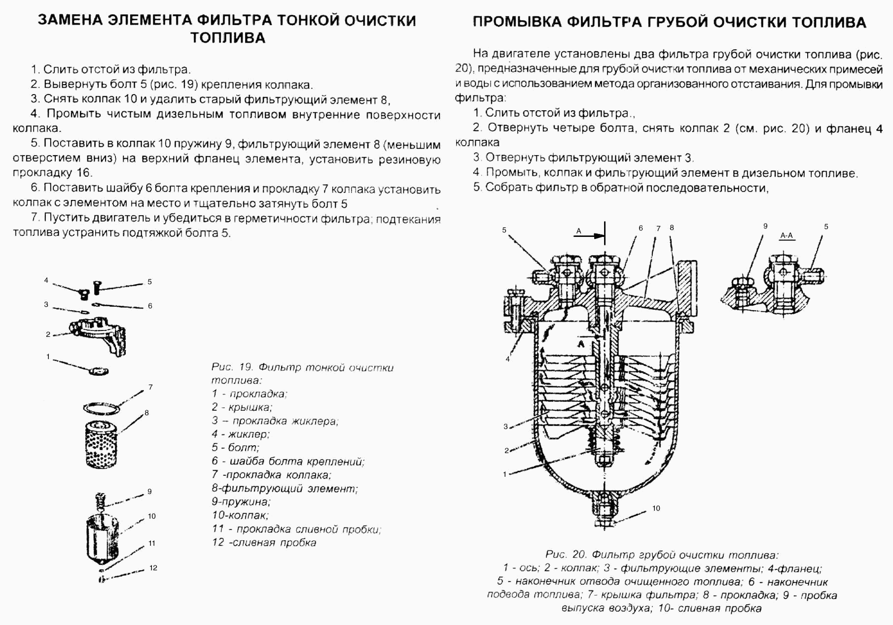 Замена элемента фильтра тонкой очистки топлива. Промывка фильтра грубой очистки топлива