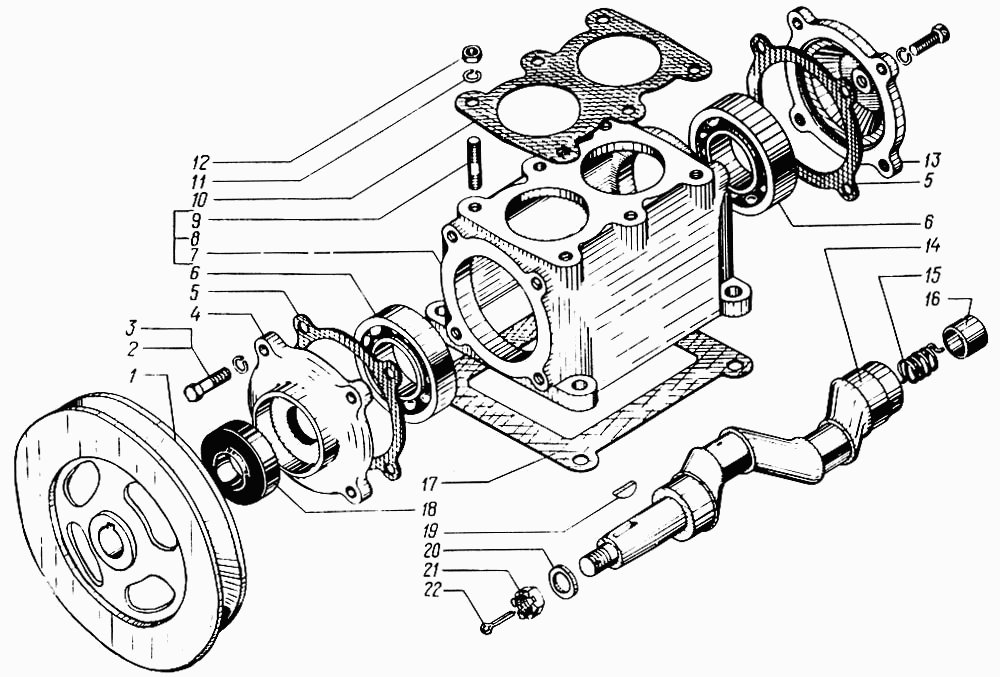 Картер и вал коленчатый компрессора