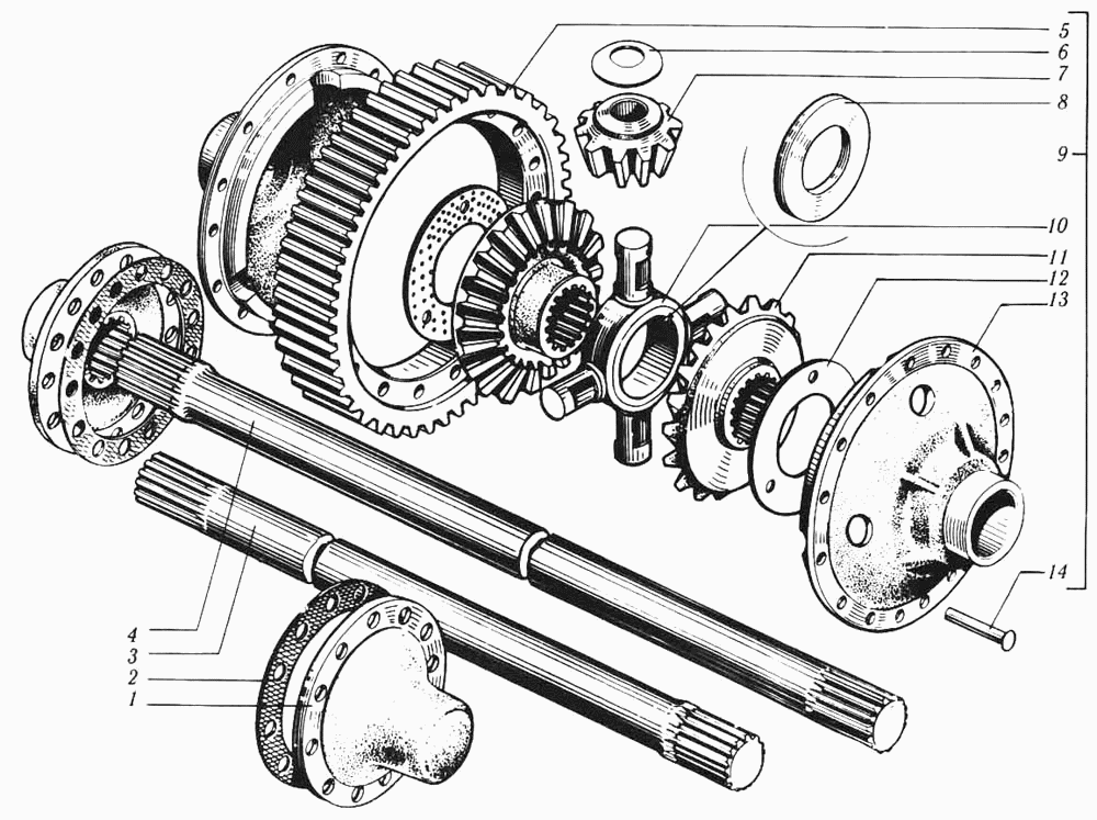 Дифференциал и полуоси заднего (среднего) моста