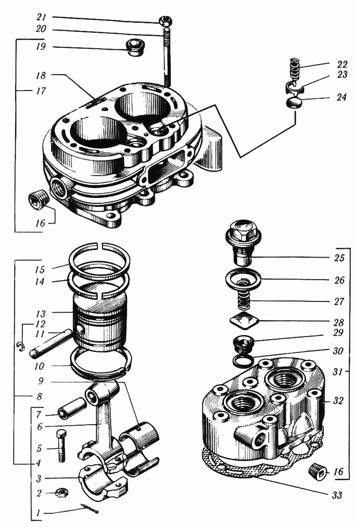 Головка и блок цилиндров компрессора